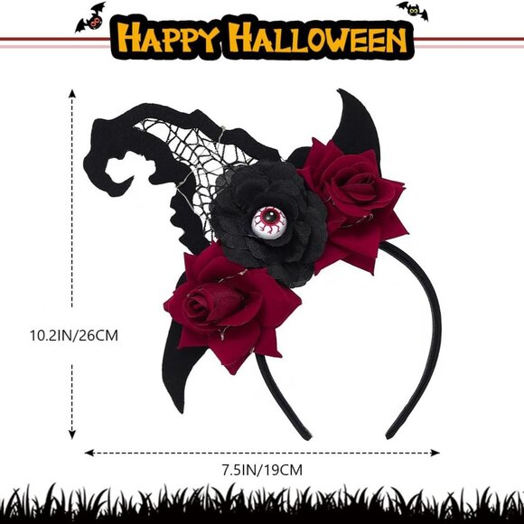LED Witch Hat Headband Light Up Halloween Hair Accessory for Women - Picture 4 of 6